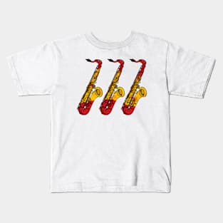 Saxophone Spanish Flag Saxophonist Sax Player Spain Kids T-Shirt